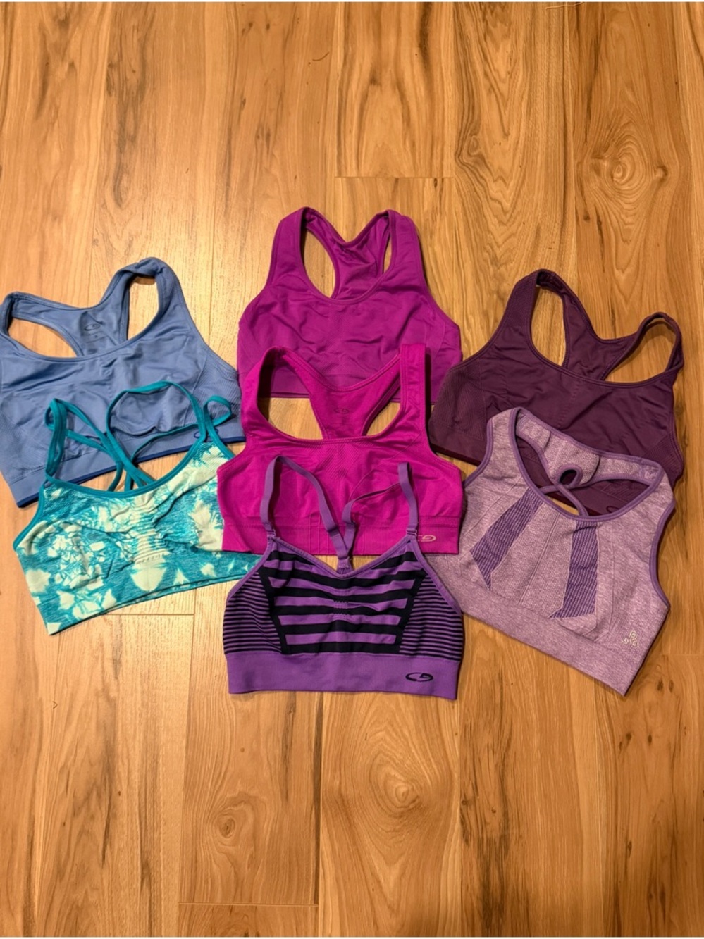 Champion Racerback Sports Bra Bundle in Blue, Magenta, Purple - Sz S